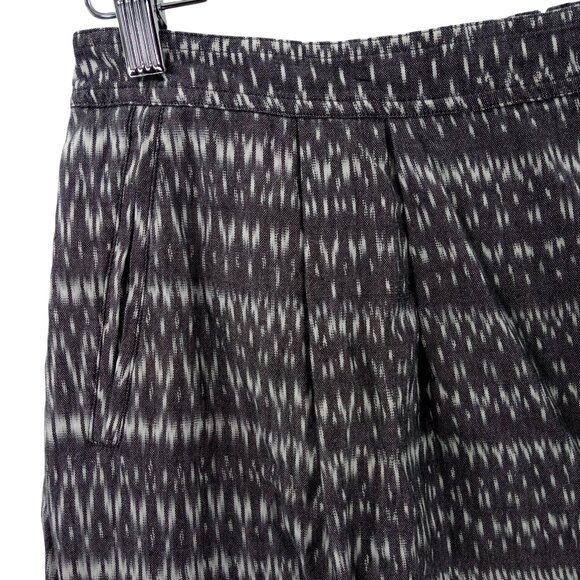 Eileen Fisher Ikat Pleated Organic Cotton A Line Skirt Size M Gray Pockets - Picture 2 of 11